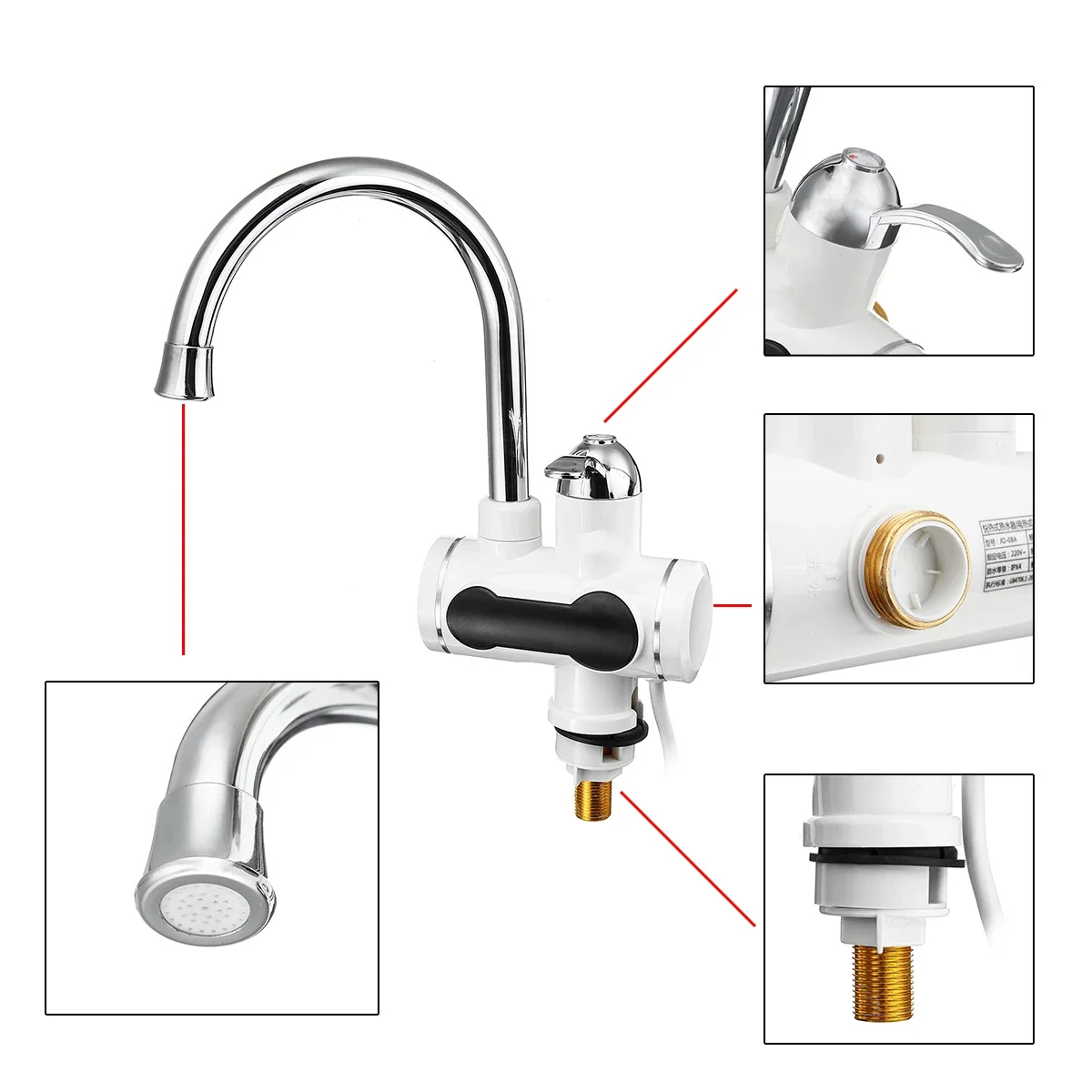 3000W Electric Kitchen Water Heater Tap Instant Hot Water Faucet Heater Cold Heating Faucet Tankless Instantaneous Water Heater