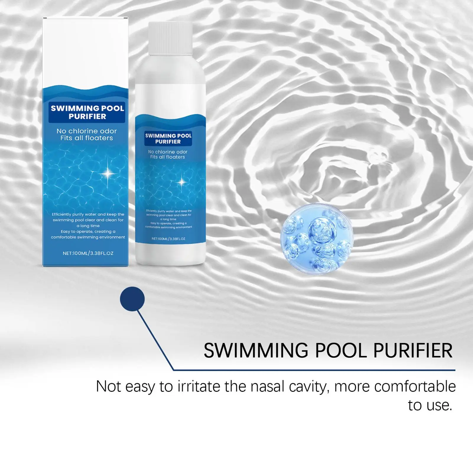 100ml Summer Pool Water C larifier Liquid, Long-Lasting Algae & Cloudy Water Remover For A bove Ground Pools, Hot Tubs Cleaning