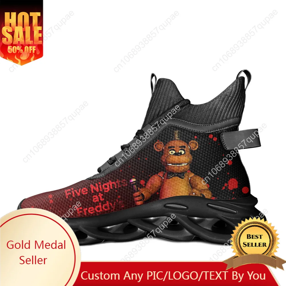 

Fnaf F-Freddy At Game N-Nights F-Five High Top Sneakers Cartoon Sports Running Shoes Sneaker Lace Up Mesh Footwear Custom Shoe