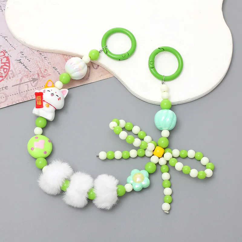 Cartoon Rice Ball Bow Bracelet Plush Hanging Chain