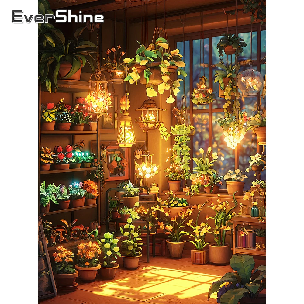 EverShine Diamant-Mosaik-Blumenbild mit quadratischen Steinen, 5D-Stickerei-Dekoration für Zuhause