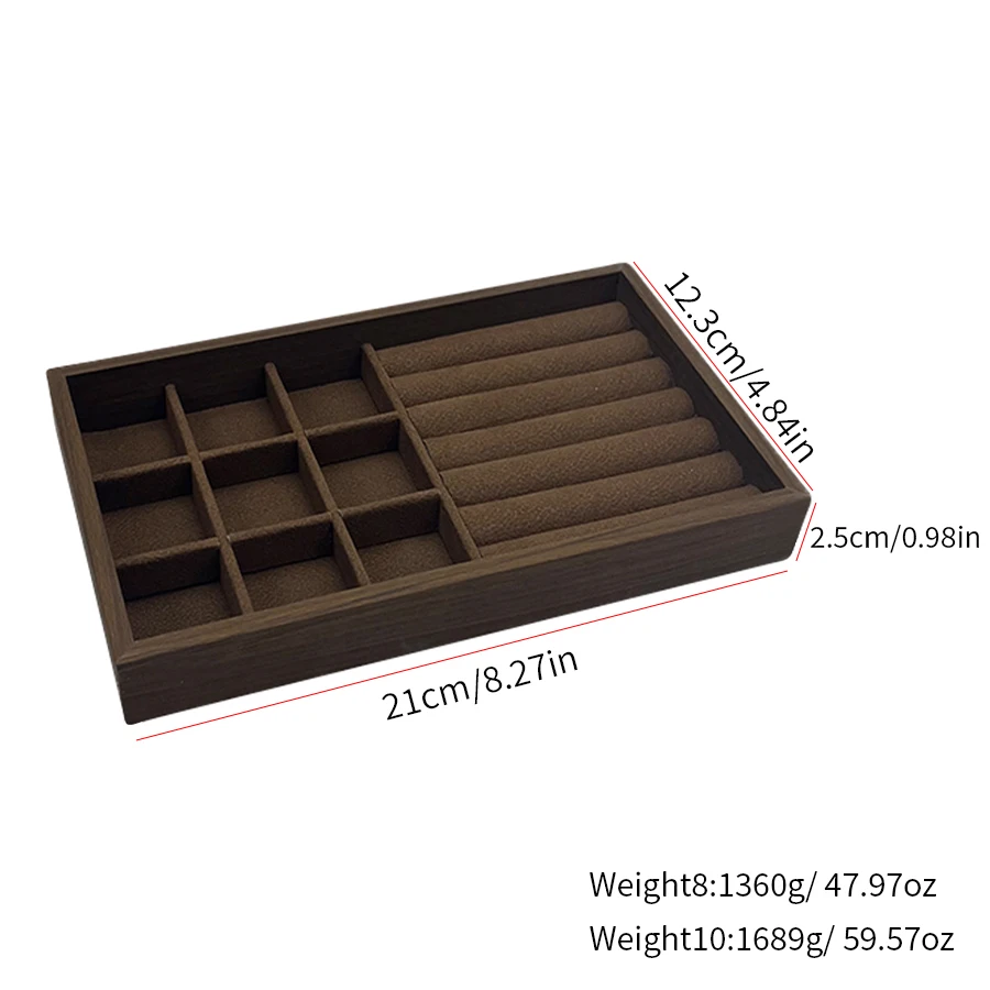 قطعة واحدة، صندوق مجوهرات بنمط خشب الجوز، صينية مجوهرات، مناسبة لتخزين القلائد والخواتم والأقراط وترصيع الأذن #5