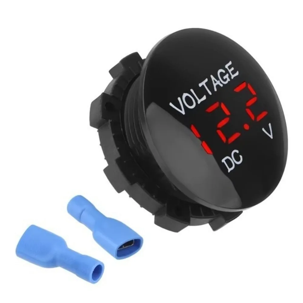 DC 12V-24V Digital Voltmeter Gauge Waterproof Automotive Replacement Car Motorcycle Voltmete Mini Round Panel 3