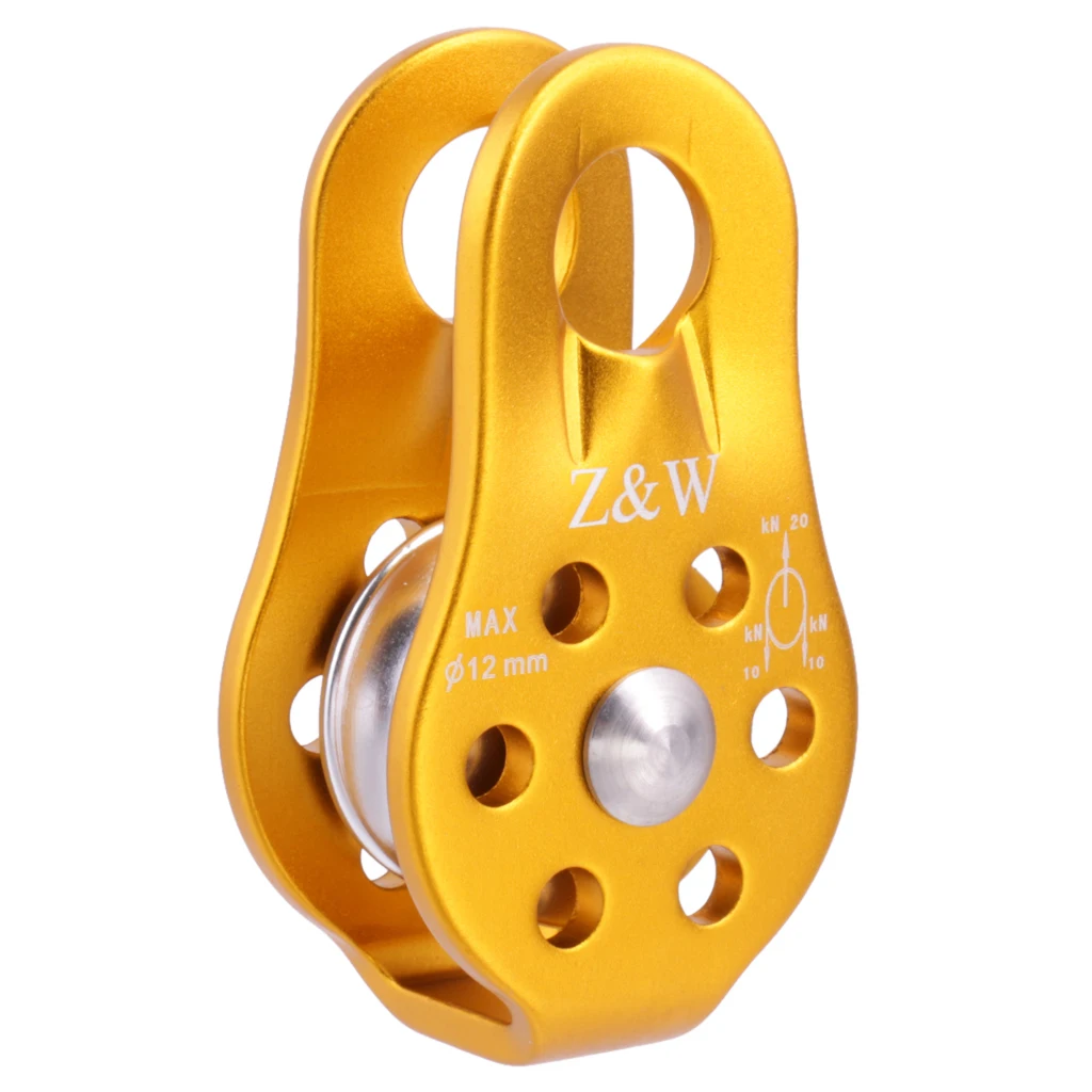 20KN Rock Climbing Aluminum Rescue Rope Pulley Fixed Lifting Equipment -4 Co Gold