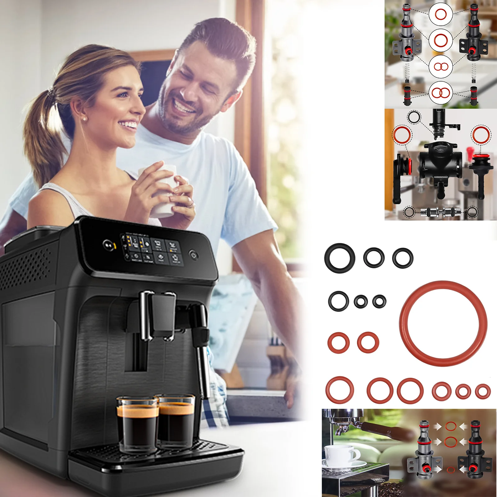 

Комплект для обслуживания клапанов, включая комплект для промывки паровых клапанов, для Snapworld Kaffee, Phillips, Saeco, Spiderm, Gaggia Set-19