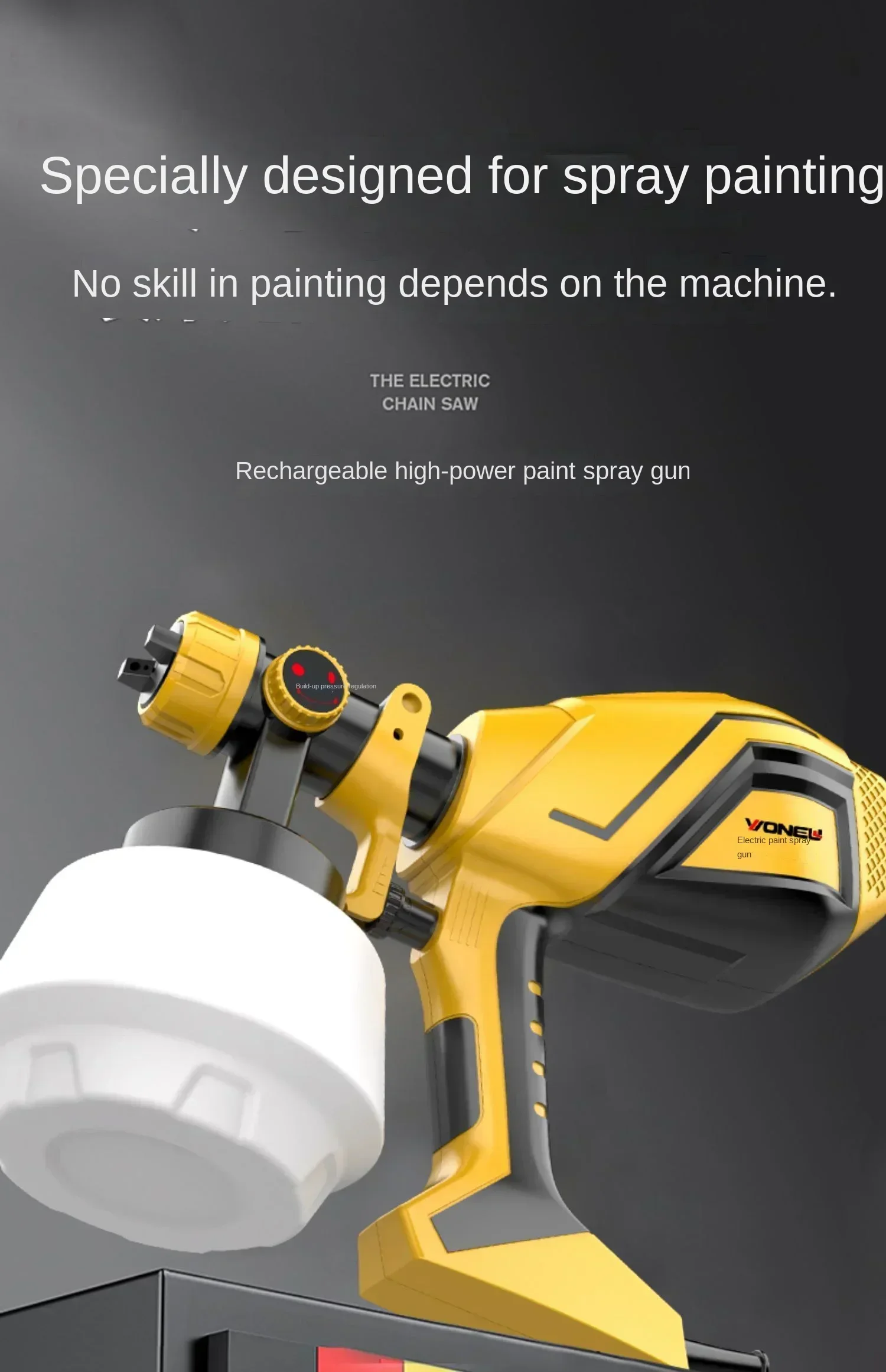 220V draadloze elektrische verfspuit voor thuisgebruik met hogedrukmondstuk