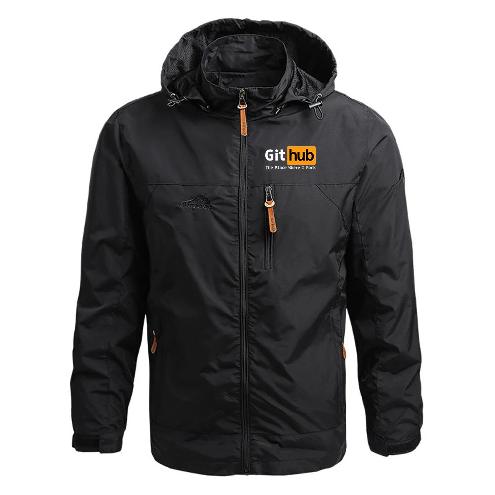 2026 Spring And Autumn Men's Four color windbreaker Jacket Coat Github The Place Where I Fork Logo Print Lightweight Hoodies