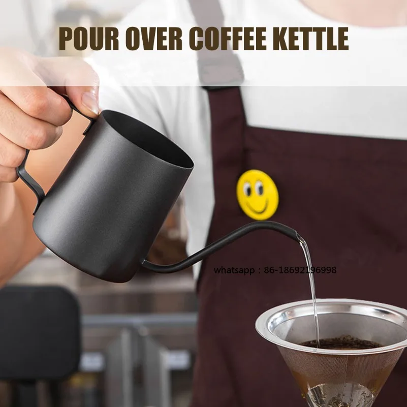 Stainless Steel Goose Neck Coffee Pot, Hand Drip, Italian Machine, Moka Pot, Tea Kettle, Kitchen Coffee Accessories, 250ml 350ml