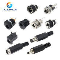 10Pcs DC Connectors 5.5x2.1mm 3.5x1.3mm DC Power Plug Male Female Jack Socket Nut Panel Mount DC Power Adapter Connector 5.5*2.1