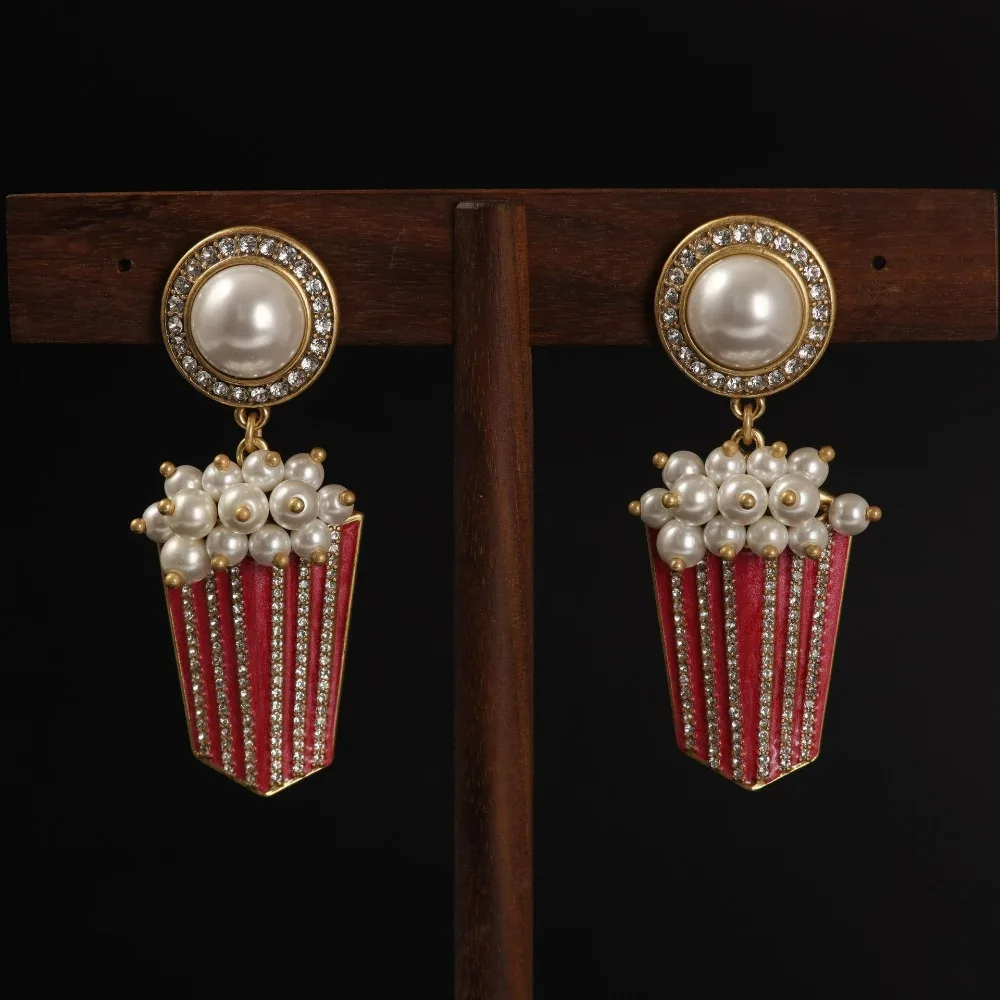 

2025 New Autumn Winter Imitate Pearl Popcorn Design Dangle Earrings, Fashion Light Luxury Unique Design Statement Earrings Women