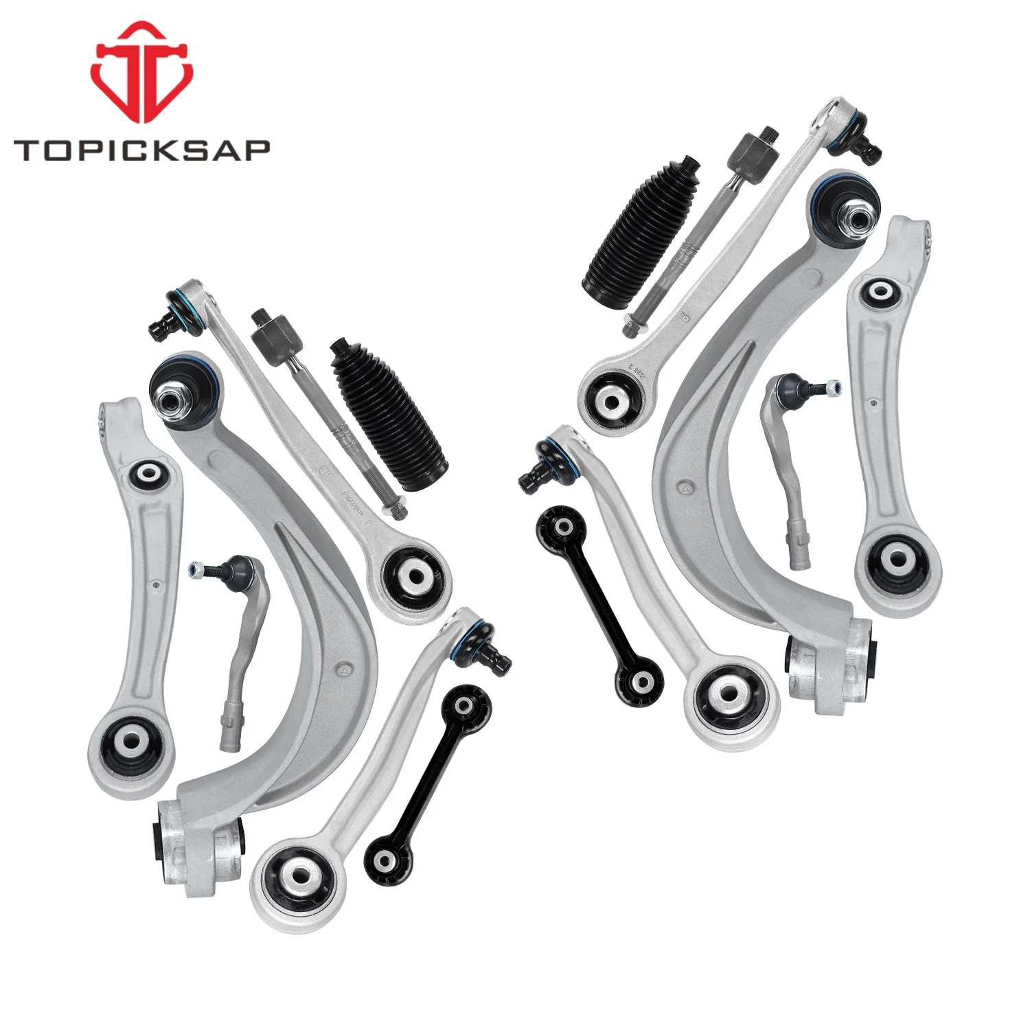 TOPICKSAP 16Pcs Front Control Arm Tie Rod Ends Ball Joint Sway Bar Assembly for Audi A4 A5 S4 S5 Q5 2008 2009 2010 8K0407693F