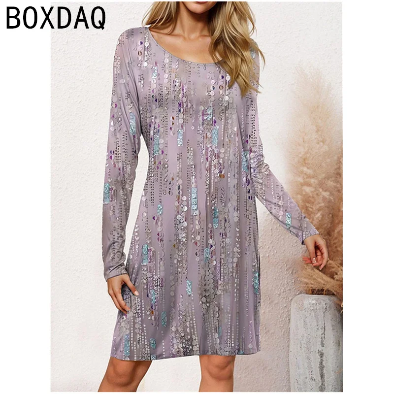 Autumn Winter Long Sleeve Women Dress New Vintage Floral Printed Mini Dress Big Size 3XL Female Vestidos