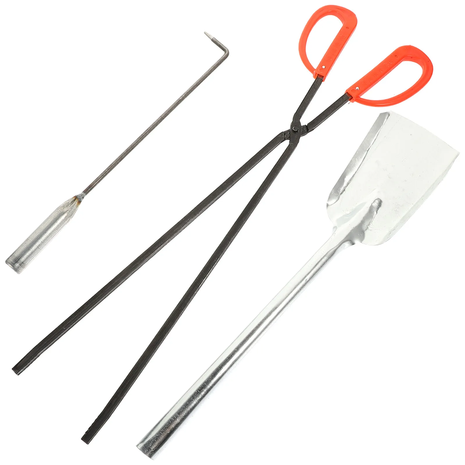 1Set Rustproof Fireplace Tools Set Wear Resistant Iron Shovel Poker Hook Easy Grip Smooth Finish for Indoor Outdoor Fireplace