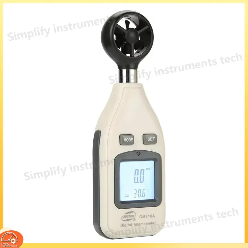 GM816A Digital Anemometer Wind Speed Meter Temperature Gauge 30m/s LCD Display Air Flow Velocity Tester Measuring Instrument