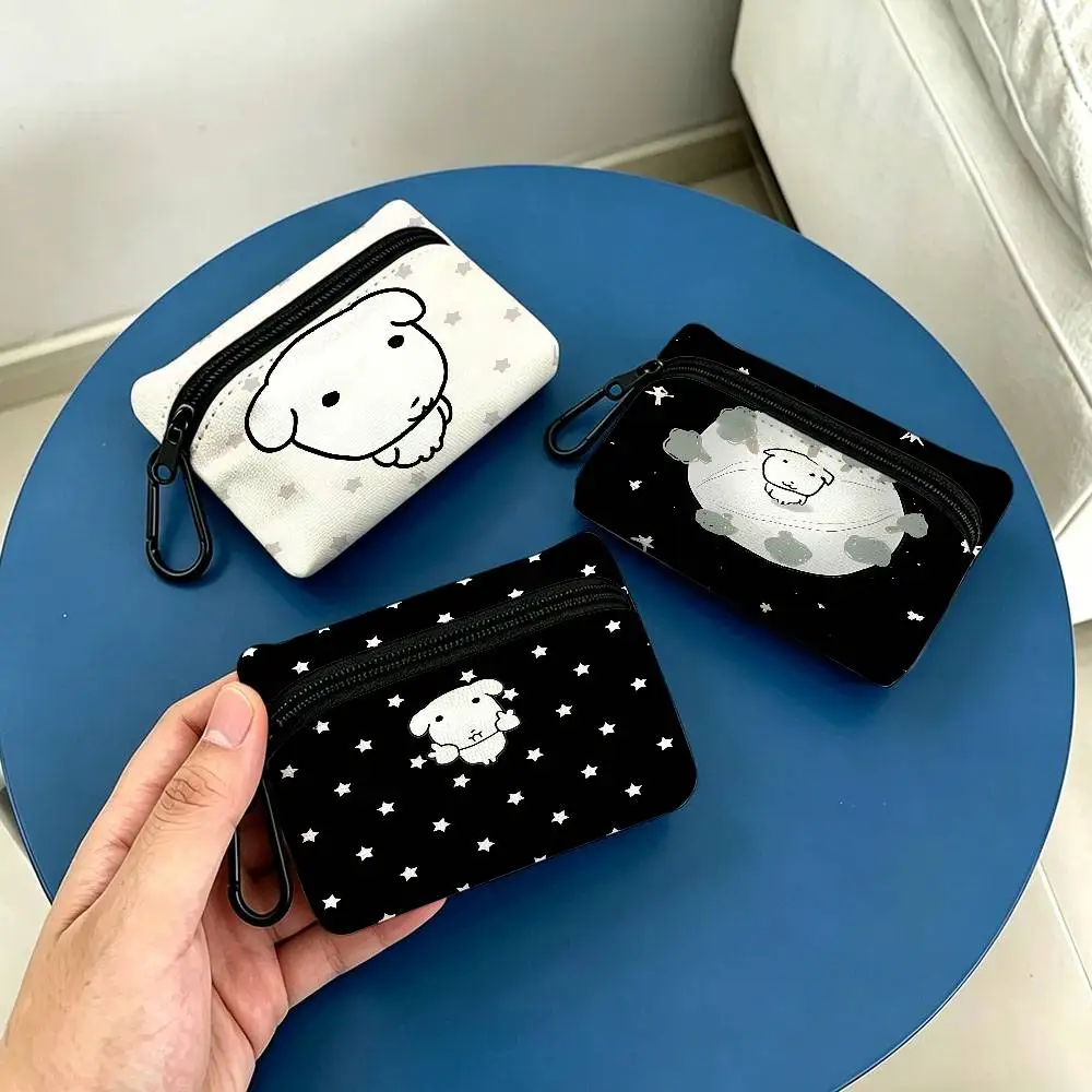 Ganadi Lightweight Oxford Fabric Coin Purse With Black Carabiner Hook Card Holder Earphone Storage Pouch