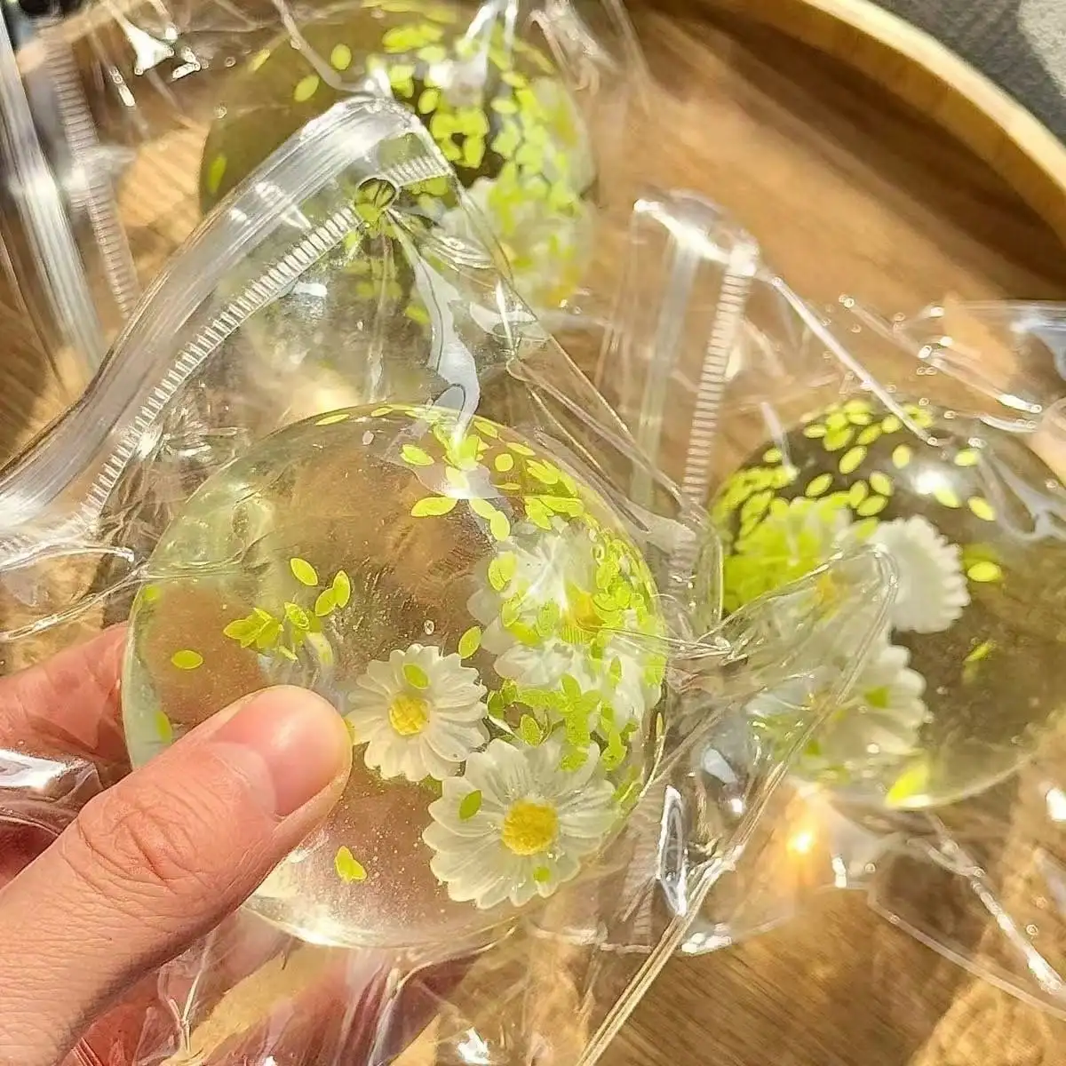 1pc Squishy Transparent Fruit Juice Squeeze Toy, Slow Rebound Stress Relief Ball, Random Color
