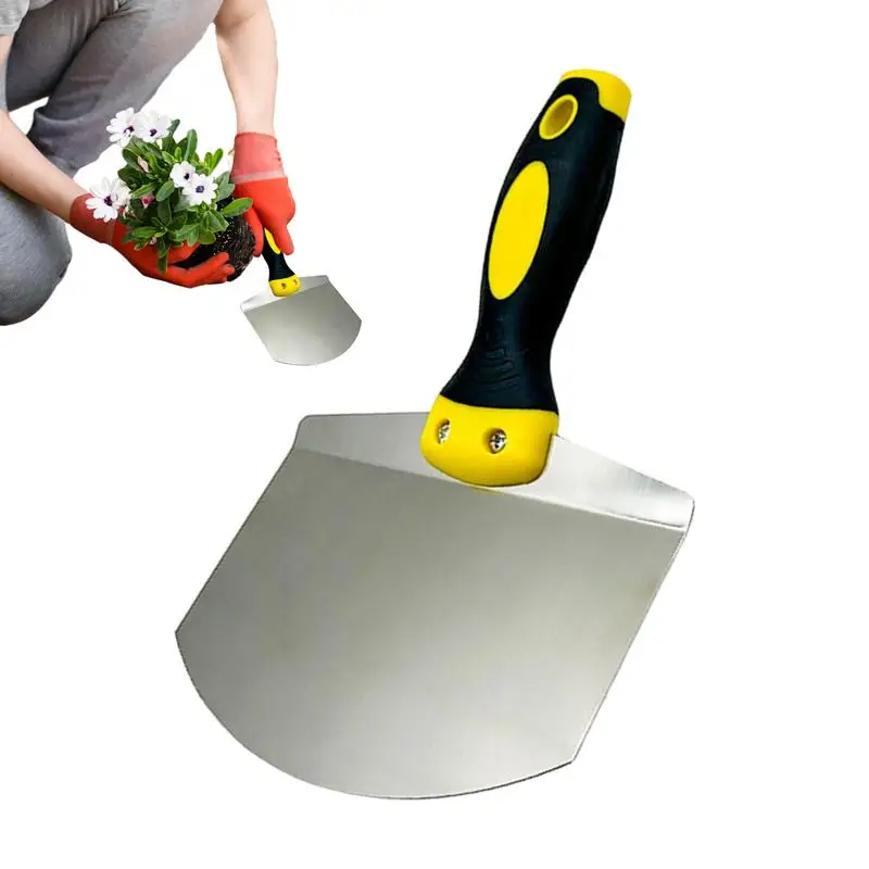 

Stainless Steel Curved Shovel Garden Shovel Scraping Putty Tools Heavy Duty Soil Digging Trowel With Rubberized Handle For Plant