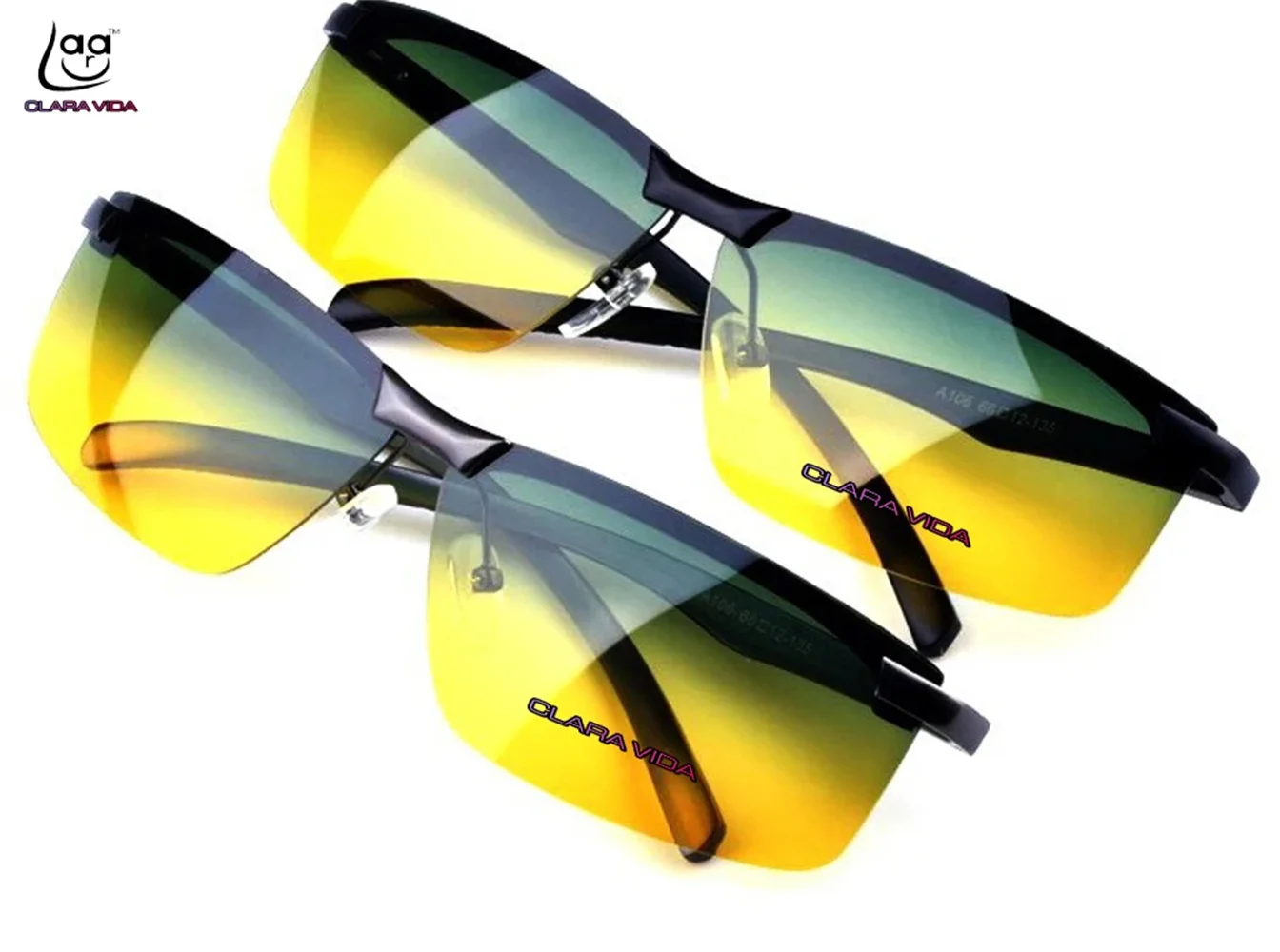 =Clara Vida= Day And Night For Vision Multifunctional Aluminium-magnesium Polarized Uv400 Uv100% Men Sunglasses