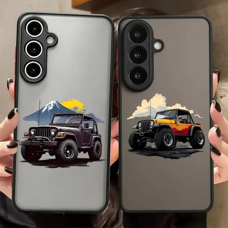 Cartoon Car Art Case for Samsung Galaxy A53 A35 A73 A33 A16 A15 A54 A34 A36 A14 A23 A56 A55 A17 A52 A52S A72 Phone Cover