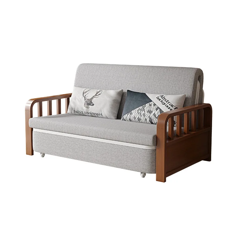 

Space-saving sofa bed with solid wood frame modern 2-in-1 convertible sofa for small apartments and urban living spaces