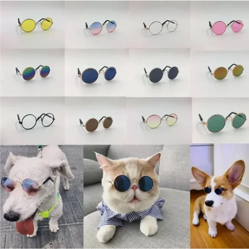 Lovely Vintage Round Cat Sunglasses Reflection Eye wear glasses For Small Dog Cat Pet Photos Pet Products Props Accessories
