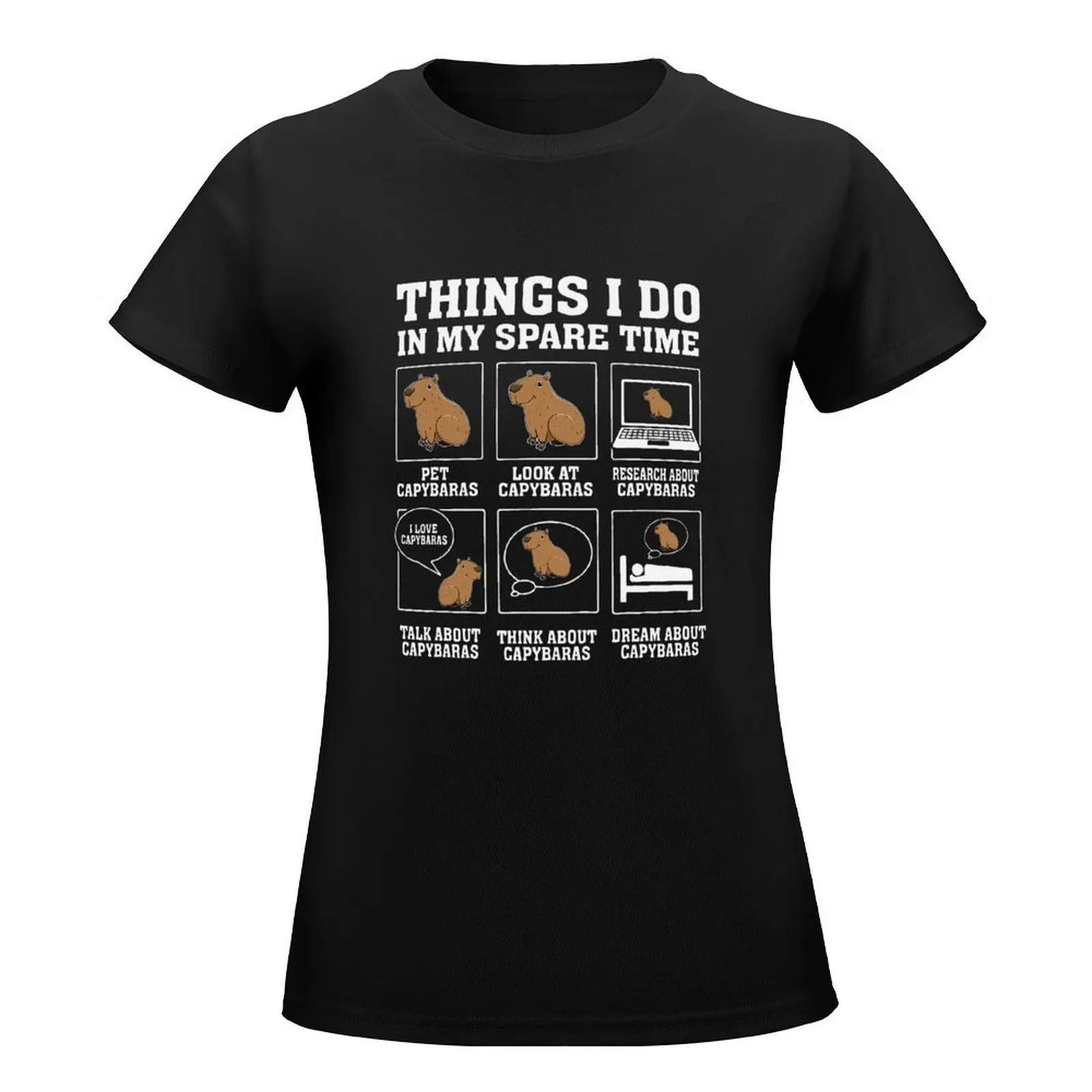 Things I Do In My Spare Time Capybara Funny Capybaras Rodent T-Shirt funny animal print shirt for girls Women tops