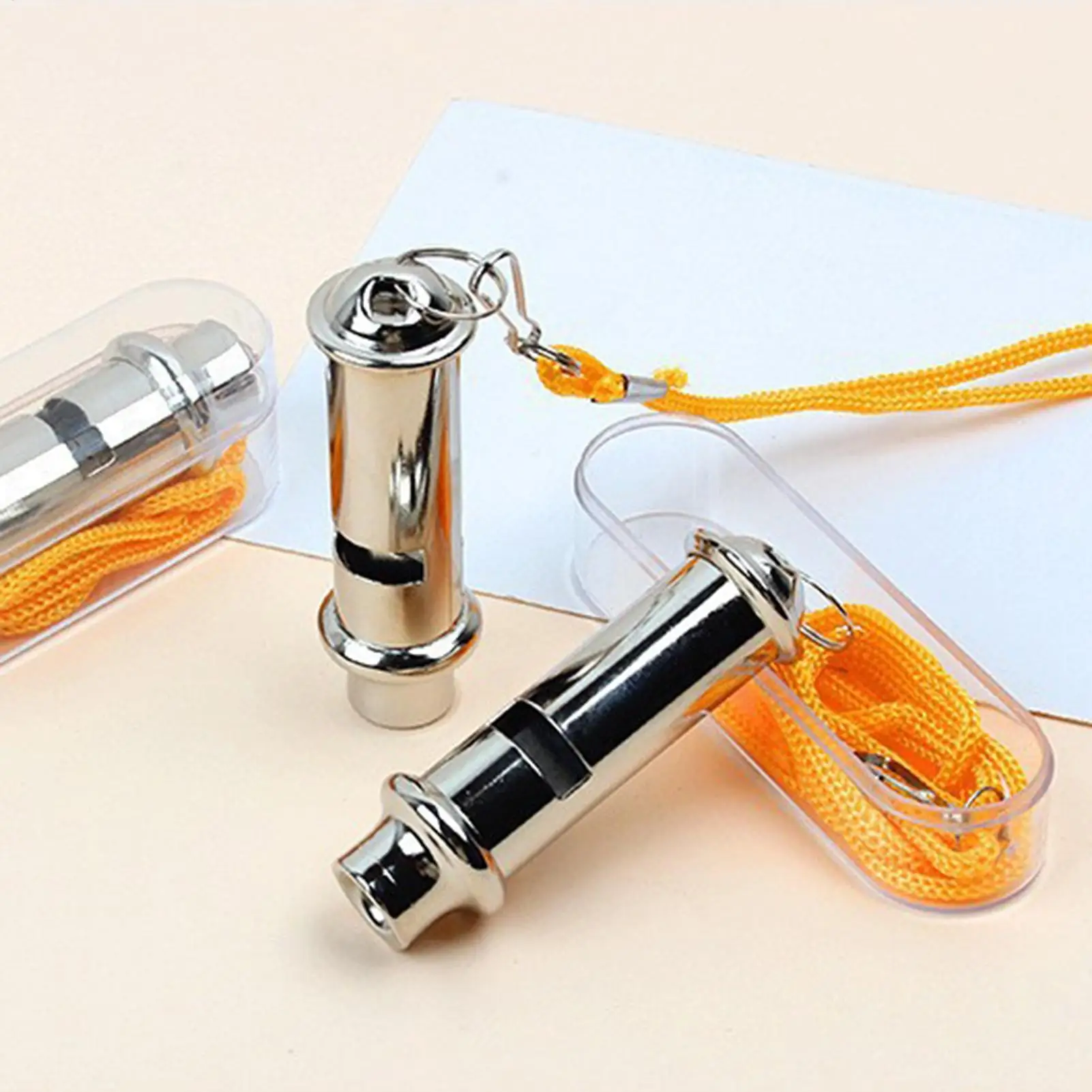 

Professional Stainless Steel Referee Whistl, High Frequency Loud & Clear Sound With Lanyard For Sports Games, Competition Traine