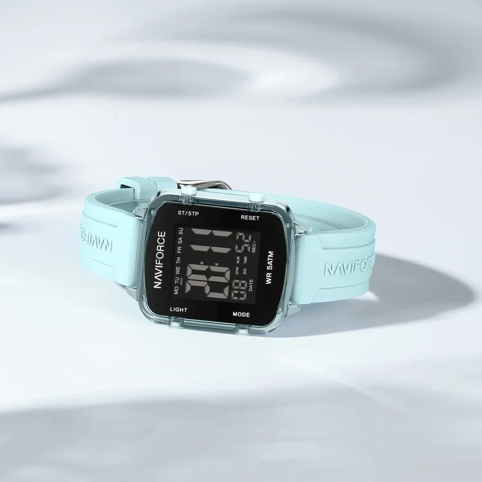 NAVIFORCE NF7120 Calendario Orologi elettronici Sport da donna Display LCD impermeabile Orologio semplice con cinturino in silicone quadrato