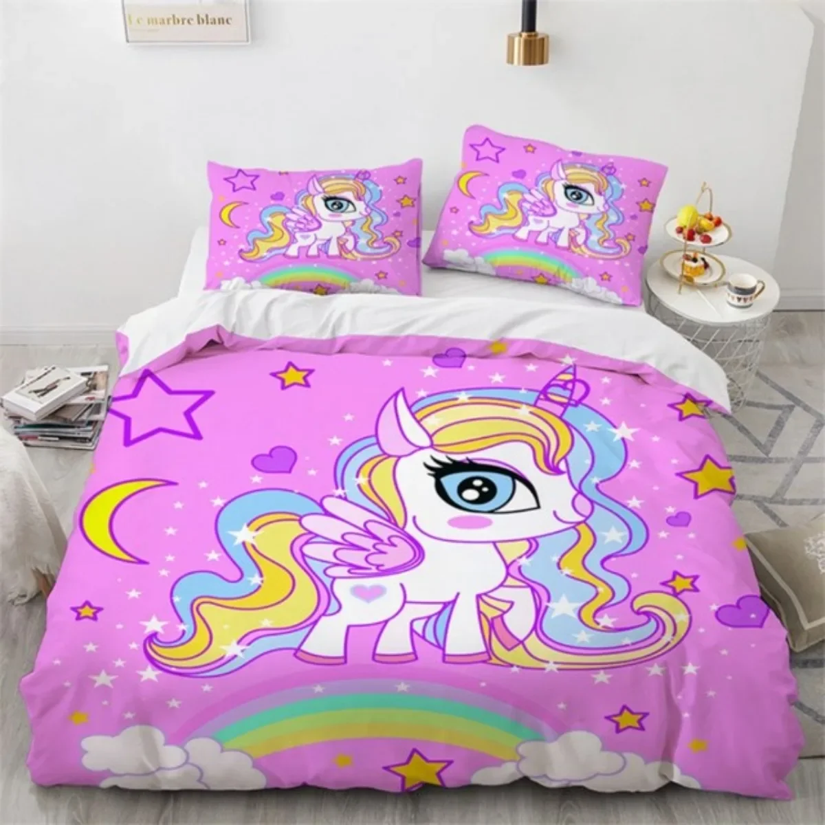 Cartoon Rainbow Unicorn Bedding Sets  3D Digital Printing Duvet Cover Sets Suitable for Bedroom Unicorns and Rainbows Bed Linen