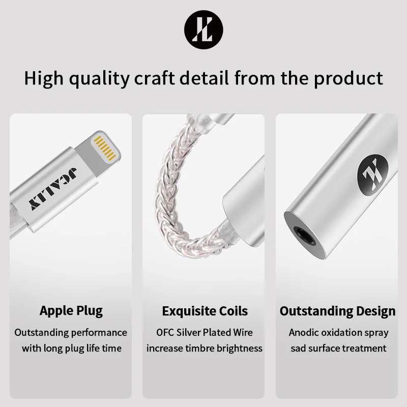 JCALLY JM7 JM7L USB TypeC light ning To 3.5mm Digital Audio Cable DAC CX31993 Adapter Decode Amp 32bit/384KHz