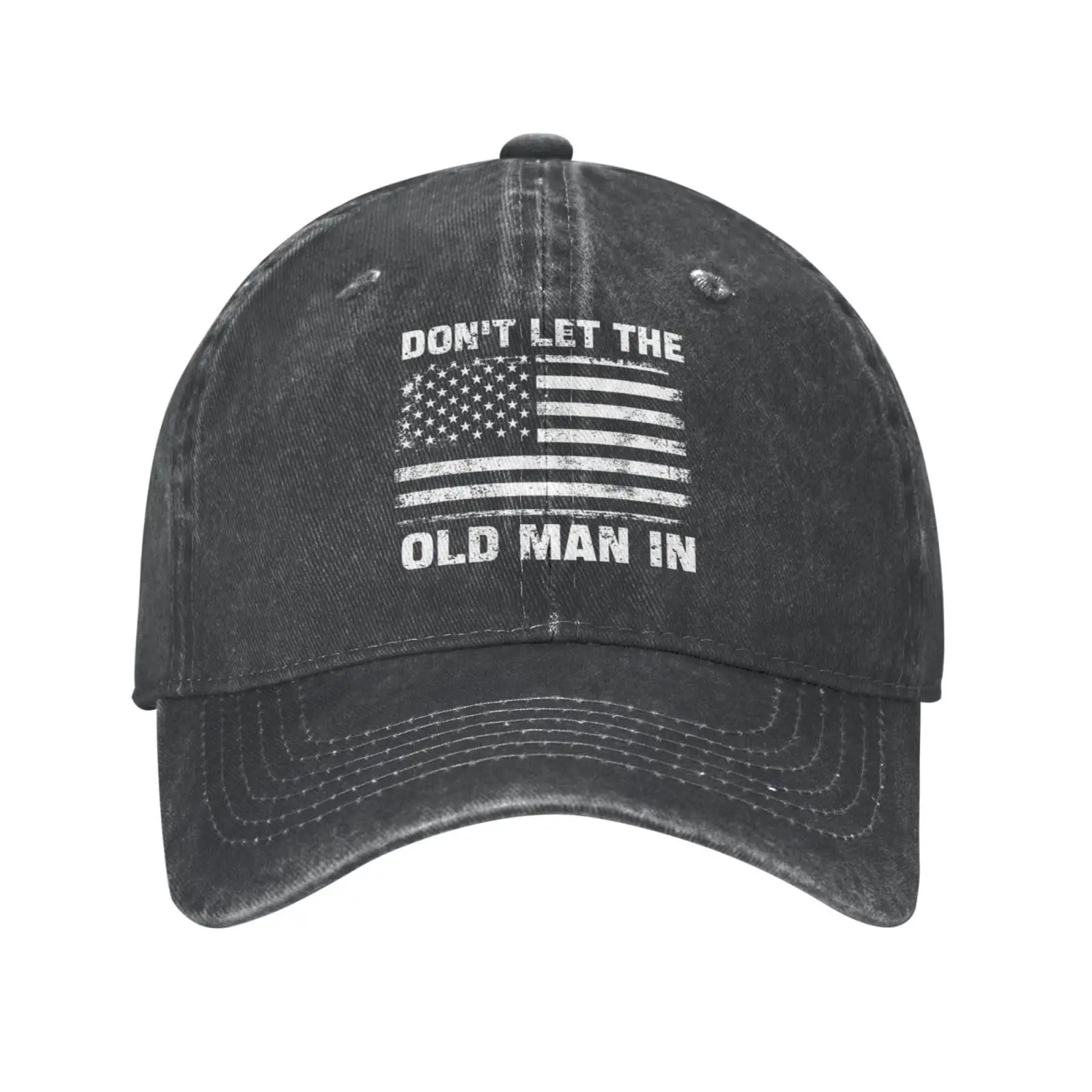 Don't Let The Old Man in Sport Hat Trendy Denim Baseball Caps Lightweight Breathable Mesh Back Cowboy Cap