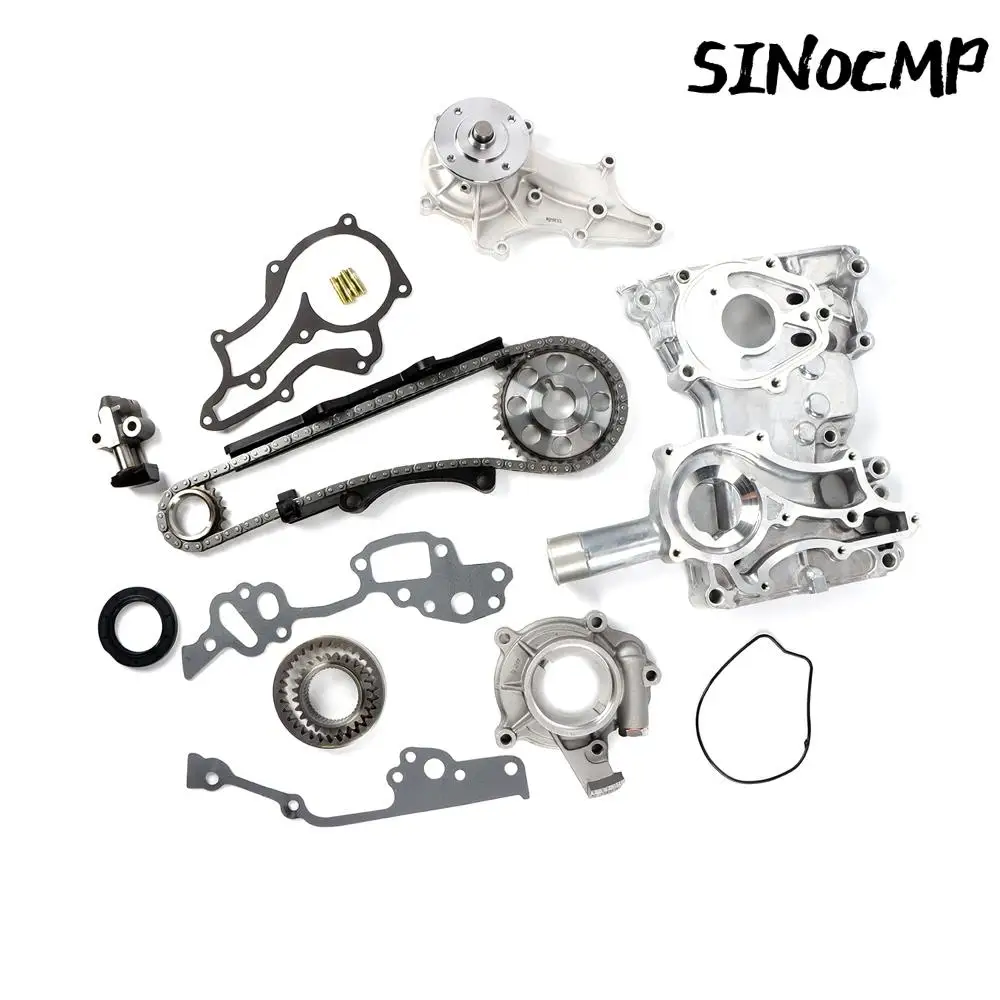 1 Set Timing Chain Kit Cover With Steel Rail Oil Water Pump Fit Toyota 2.4 22RE PICKUP Timing Chain Set Automobile Parts