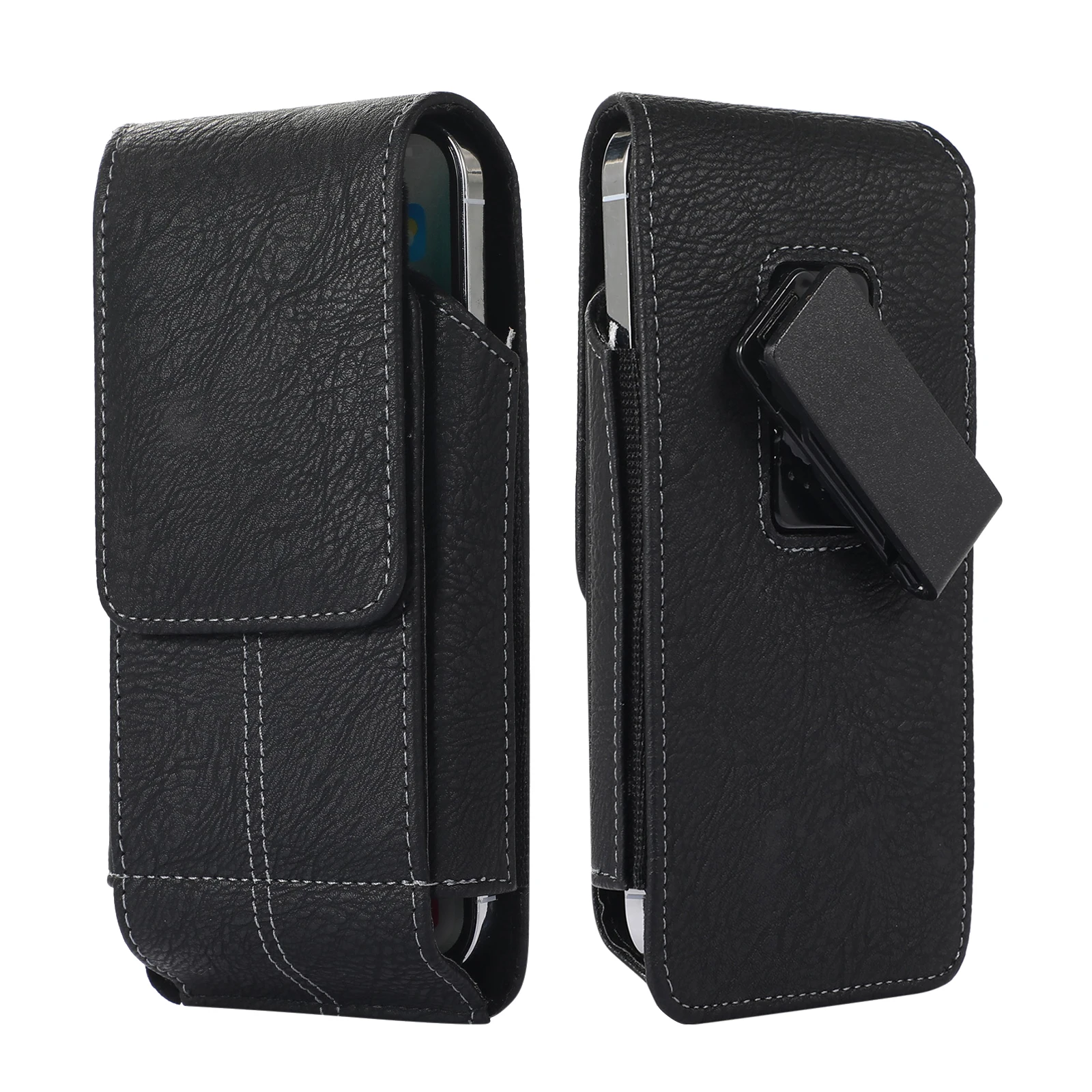 Etui na telefon ze skóry PU Etui na telefon do iPhone'a 5,5"-7" Samsung Huawei Xiaomi Pionowe torby na talię z klapką Pokrowiec na telefon z klipsem na pasek