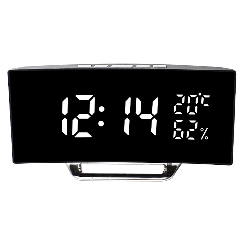 Bedroom Alarm Clock 12/24 Hours Format 166x84x45mm 3 Light Luminance Level ABS Black Shell Indoor Temperature Display Brand New