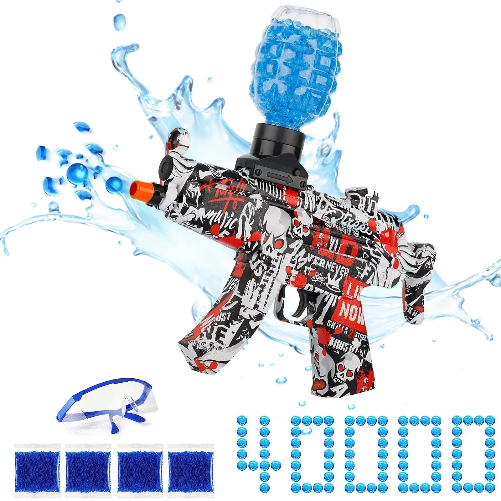 Gel Water Beads Blaster Electric Splat Gun Toys for Boys Girls Automatic MP5 Splatter Ball Gun Launcher Christmas Birthday Gifts