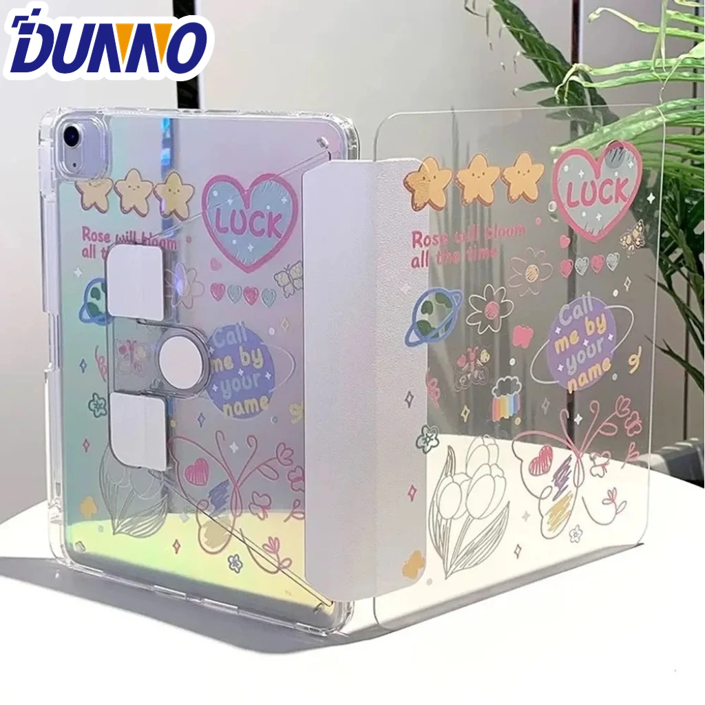 360 °   Rotation Transparente Hülle für iPad Air M2 Pro 11/13 M4 Cover für 5/6/7/8/9/10th Gen 10.9 10.2 9.7 11 12.9 13 Mini 6 7 Hülle