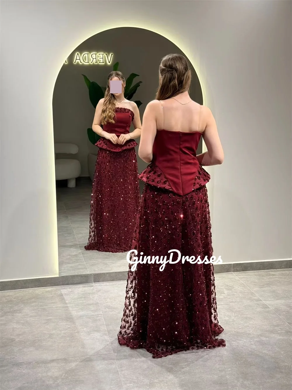 Robe de soirée de luxe personnalisée, sans bretelles, longueur au sol, en dentelle, sans manches, fermeture éclair, robe de mariée