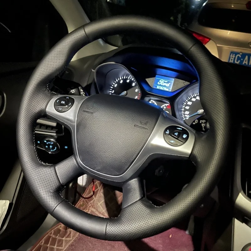 

Чехол на руль автомобиля из натуральной кожи для Ford Focus 3 2012 C-MAX 2011 KUGA Escape 2013-2016, салон автомобиля, Стайлинг автомобиля