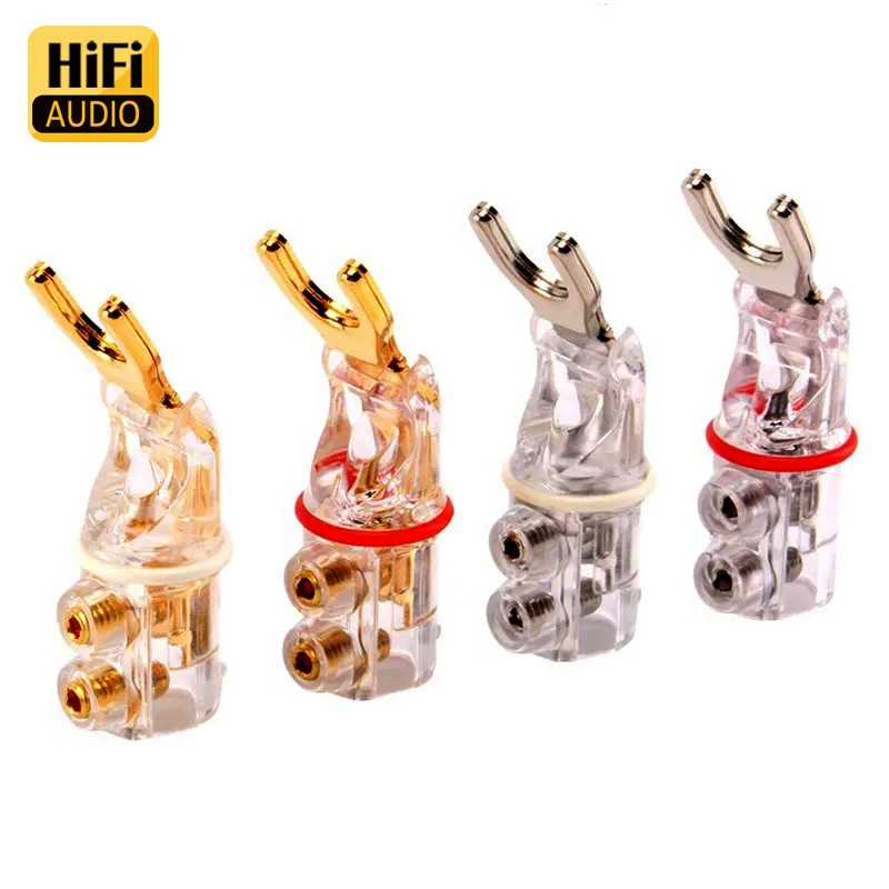 SY1503 4Pcs Hifi Audio Y Spaten Stecker Rhodium Überzog Reine Kupfer Lautsprecher Terminal Anschluss Hallo-end-Lautsprecher Kabel stecker Adapter