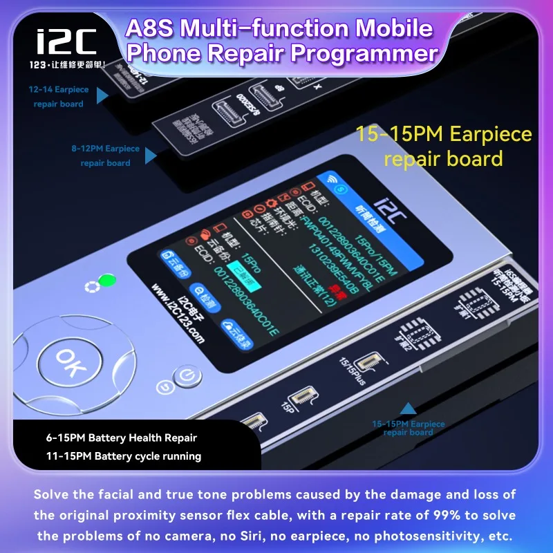 Programmatore di ripristino True Tone schermo i2C i6S per iPhone 7-11PM 12/12 Pro/12/13/14/15 Pro Max Riparazione schermo originale di terze parti