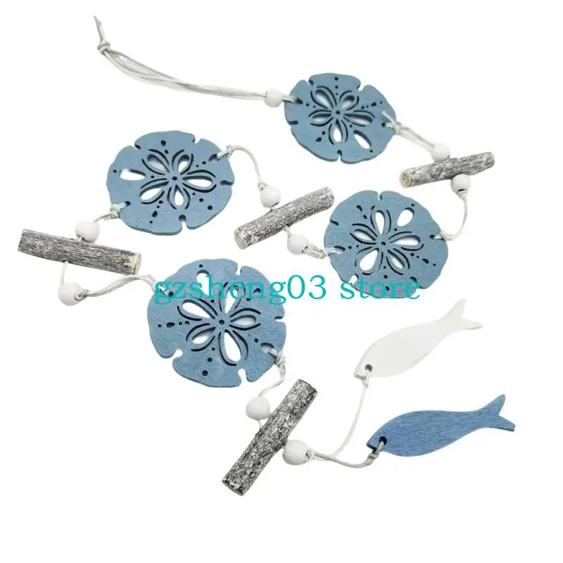 U75C Ocean Theme Decoration Decoration Blue Fish Sea Shell Ornament para parede e janela