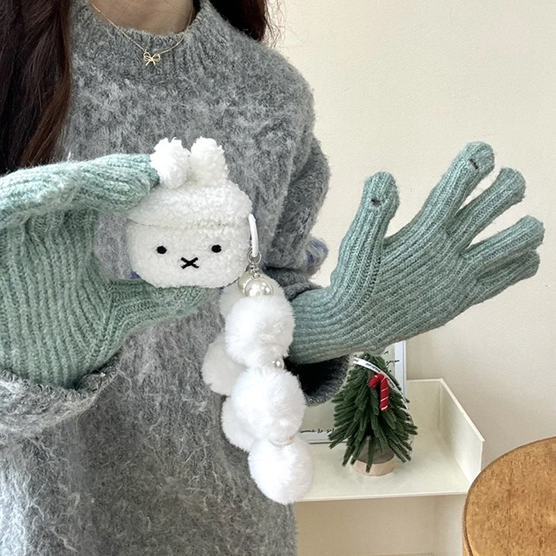 Highend Cute Warm Winter Plush White Rabbit Earphone Protective Case For Airpods 4