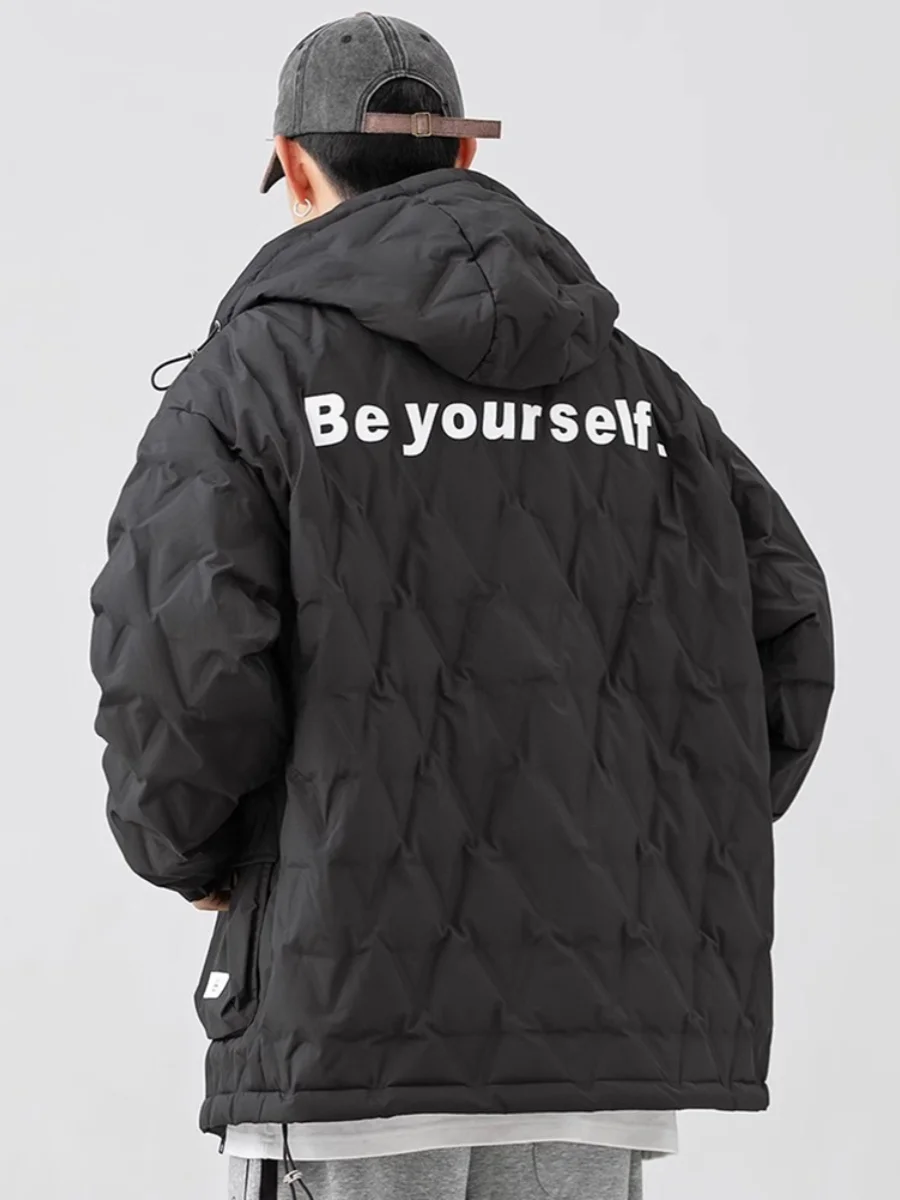 

Мужская зимняя куртка DPX с капюшоном и ромбовидным узором, модная, легкая, повседневная, спортивная, для активного отдыха, с наполнителем из 90% белого пуха, большие размеры