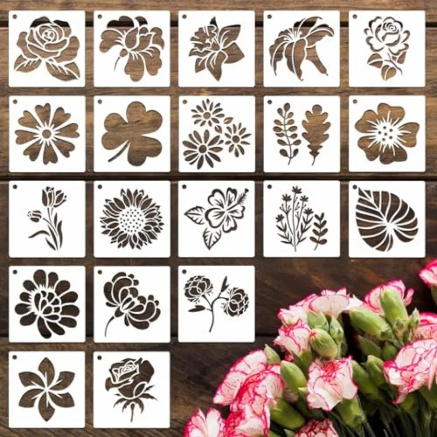 20PCS 3 Inch Plastic Sm Stencils for Painting, Crafts, Home Decor and DIY Projects
