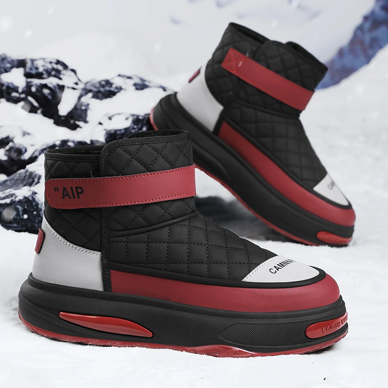 

2024 New Winter Men Boots Fur Warm Men's Snow Shoes Non-Slip Plush Sneakers Comfortable Outdoor Snow Ankle Boots