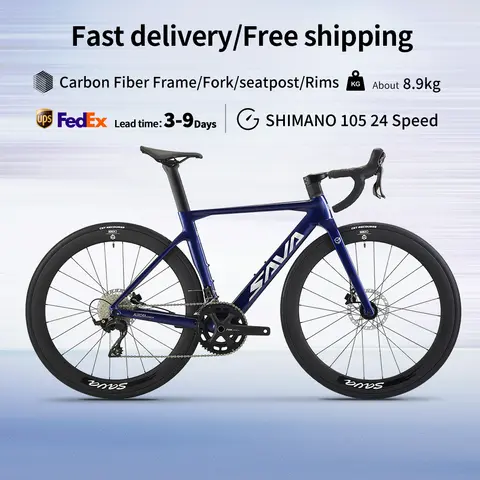 SAVA NEW A7L Carbon Road Bike, Adult Racing Bike, Equipped With Shimano 105 R7100, 24-Speed Hydraulic Brakes