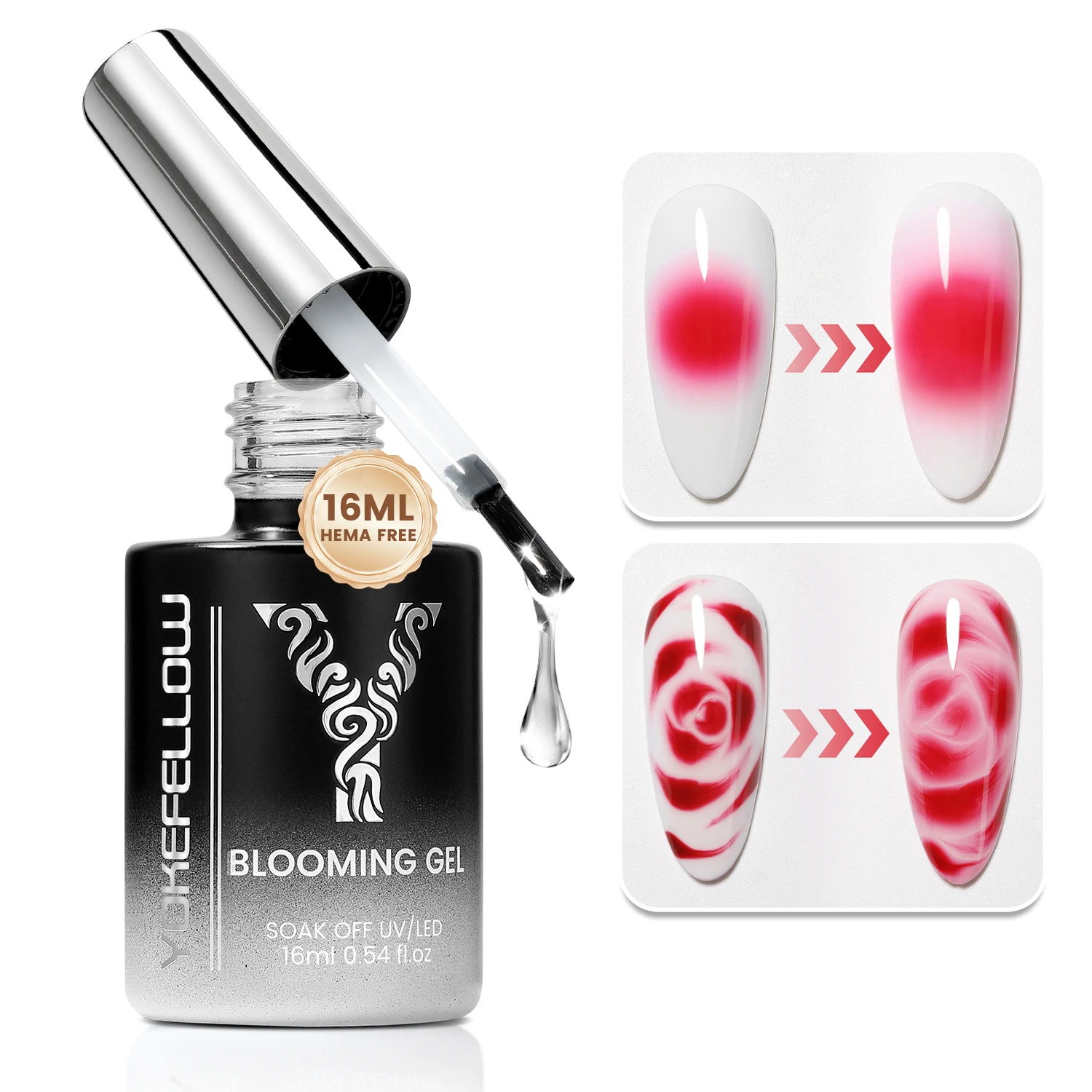 

YOKEFELLOW Blooming Gel Nail Polish HEMA TPO Free 16ML Clear Blossom Gel Spreading Effect Soak Off UV Lamp Cure for Nail Art DIY