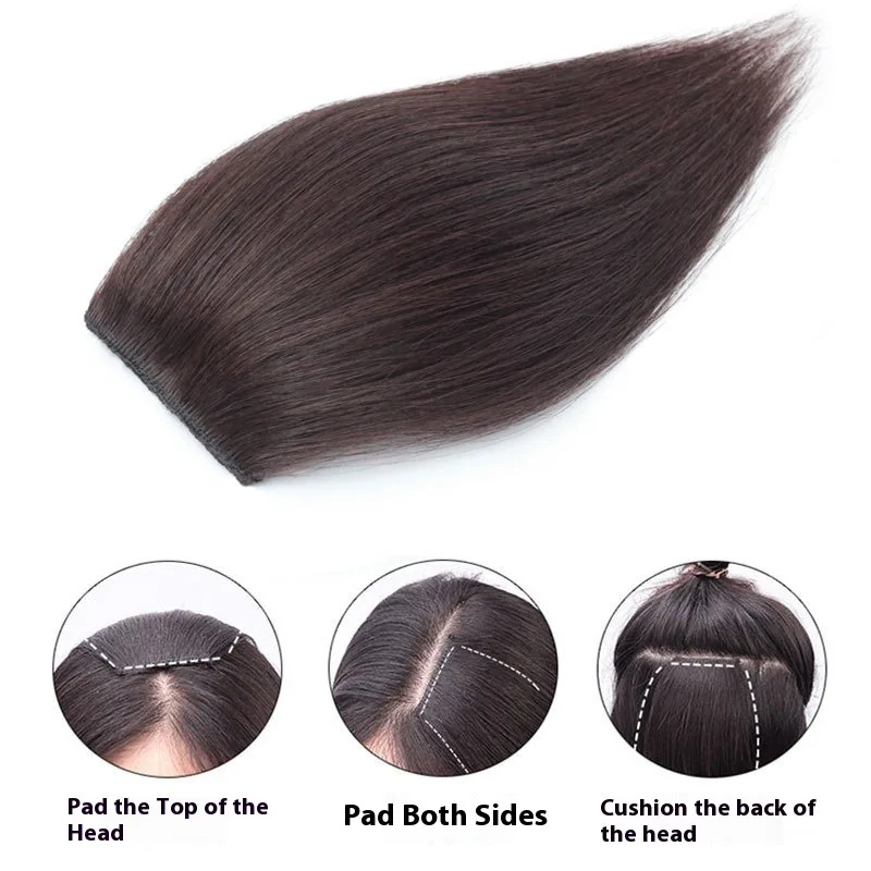 여성용 투명 헤어 익스텐션 클립온, 단일 부품 볼륨 증강 헤어피스, 풍성한 인모 탑 패드 클립온, 합성 헤어