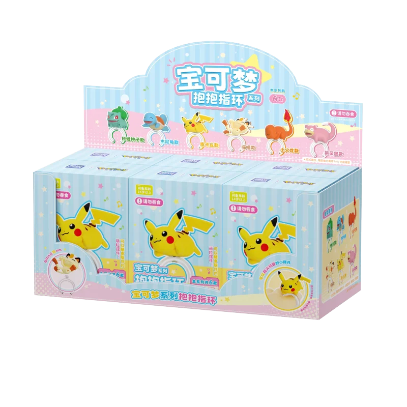 Echte Pokemon Blind Box Pikachu Bulbasaur Squirtle Anime Action Figures PVC Model Cartoon Ring Vingertop Pop Verjaardagscadeaus