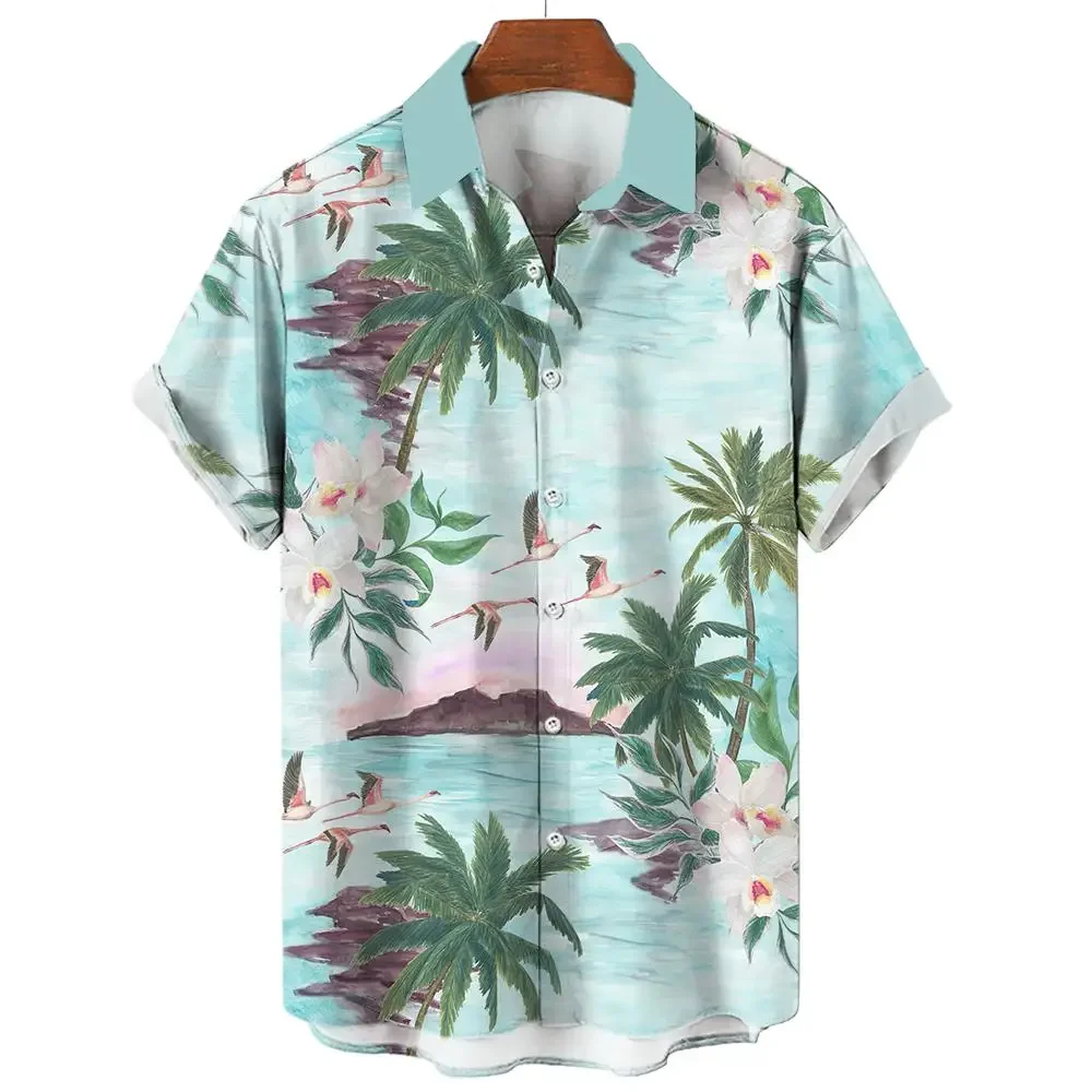 

Fashion Men's Hawaiian Shirts 3D Prints Coconut Tree Graphics Summer Short Sleeve Shirt For Hawaii Style Fcomfortable Shirt Tops